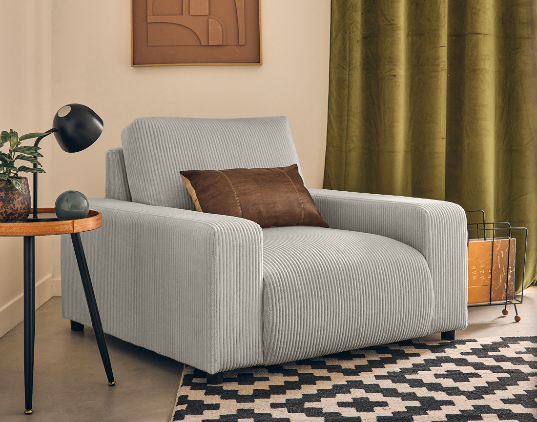 Fauteuil en velours côtelé Pivoine