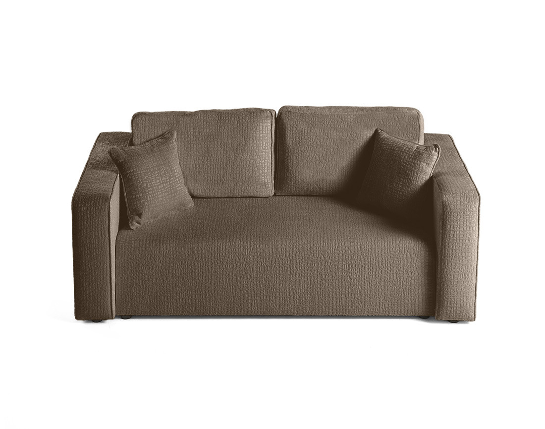 Canapé droit 2 places en tissu velours relief Topaze