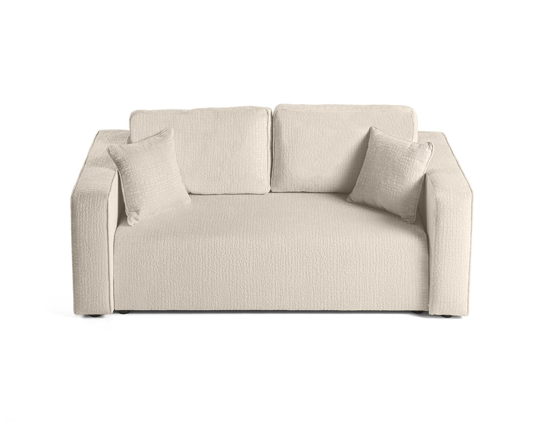 Canapé droit 2 places en tissu velours relief Topaze