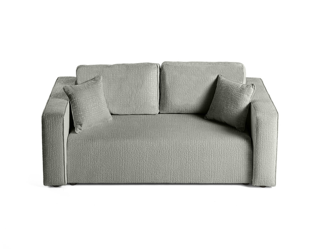 Canapé droit 2 places en tissu velours relief Topaze