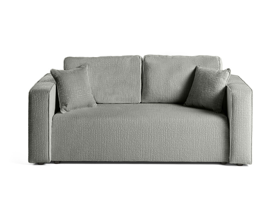 Canapé droit 2 places en tissu velours relief Topaze