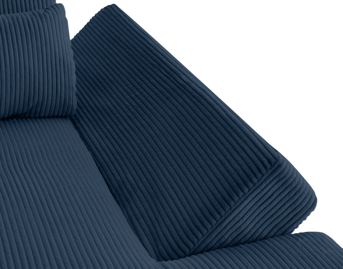 Canapé panoramique d'angle gauche 7 places en velours côtelé Vermont S