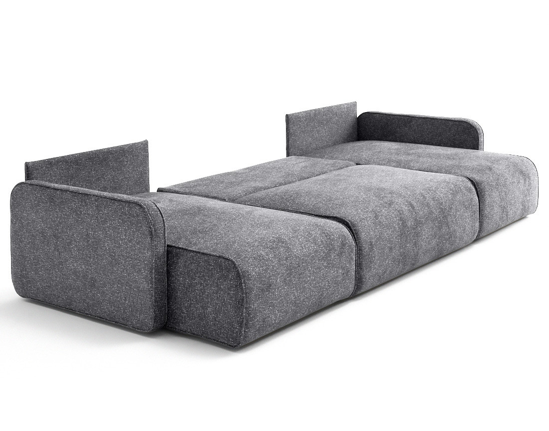 Canapé panoramique en U 7 places convertibles avec coffres en tissu moucheté Apolline