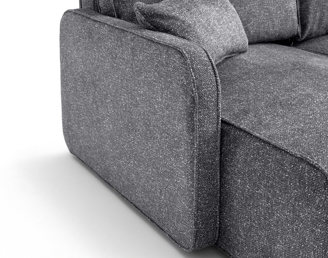 Canapé panoramique en U 7 places convertibles avec coffres en tissu moucheté Apolline