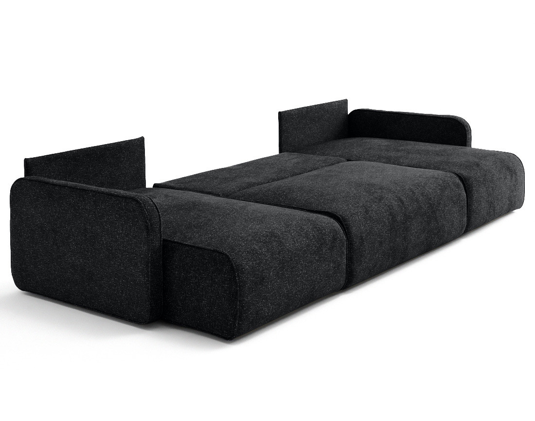 Canapé panoramique en U 7 places convertibles avec coffres en tissu moucheté Apolline