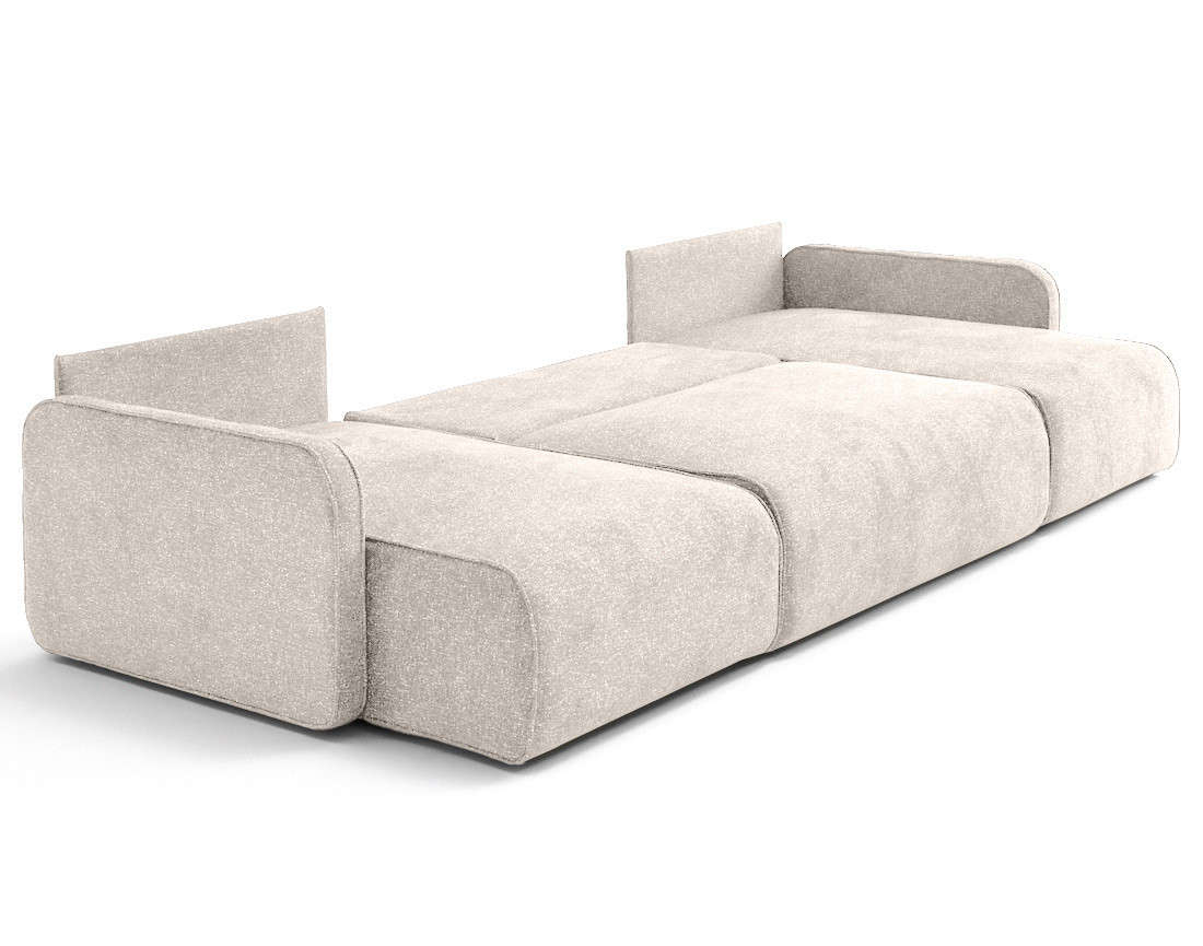 Canapé panoramique en U 7 places convertibles avec coffres en tissu moucheté Apolline