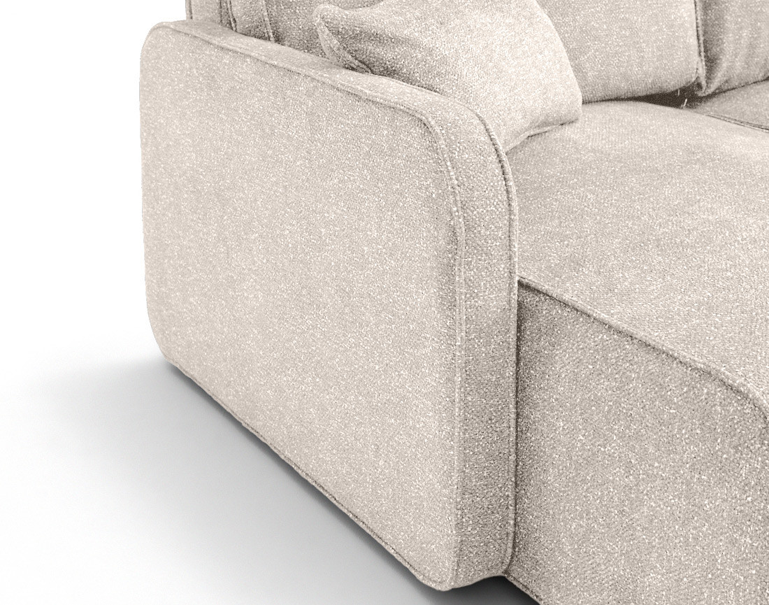 Canapé panoramique en U 7 places convertibles avec coffres en tissu moucheté Apolline