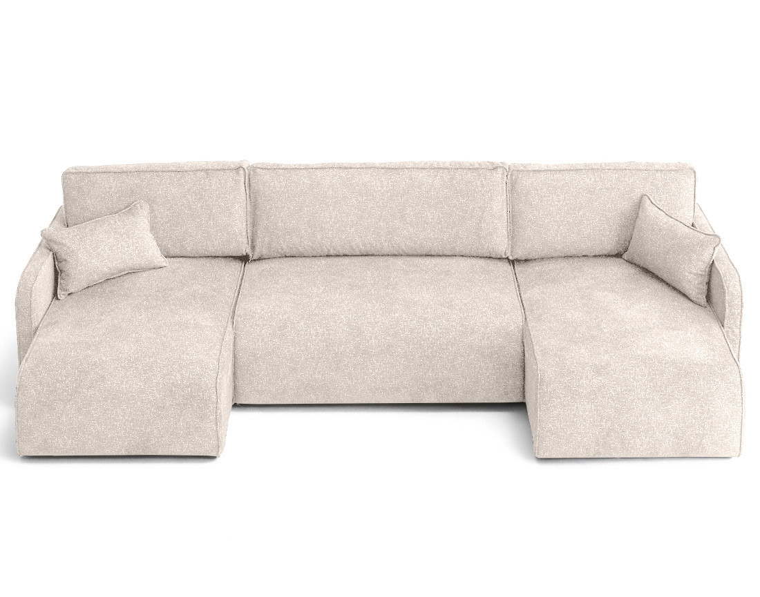 Canapé panoramique en U 7 places convertibles avec coffres en tissu moucheté Apolline