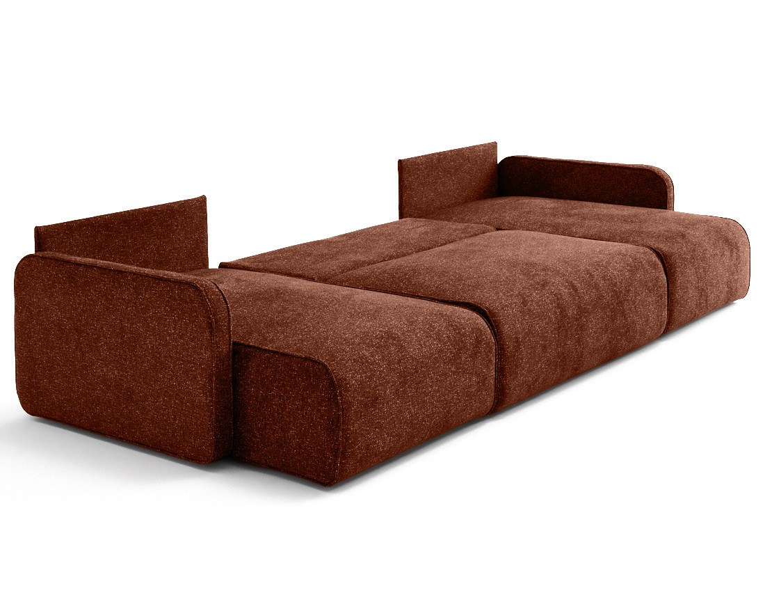 Canapé panoramique en U 7 places convertibles avec coffres en tissu moucheté Apolline