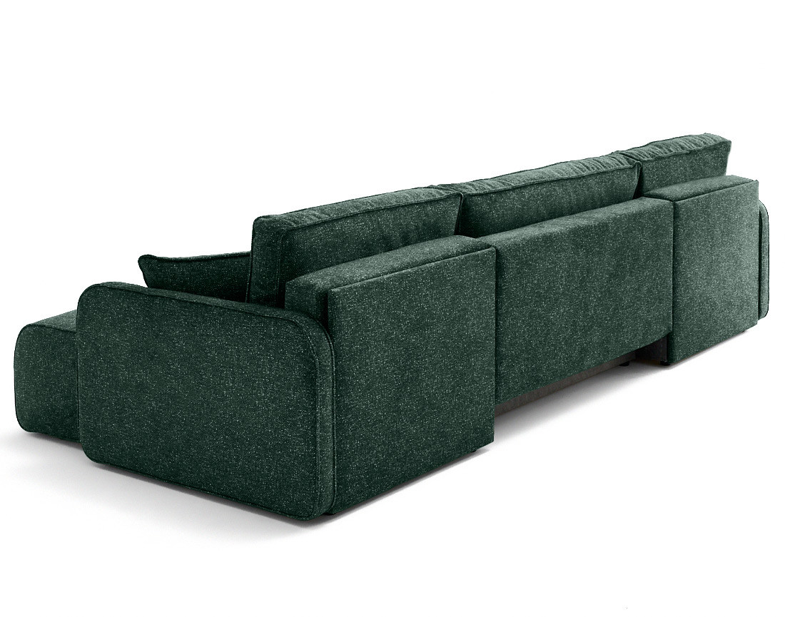 Canapé panoramique en U 7 places convertibles avec coffres en tissu moucheté Apolline