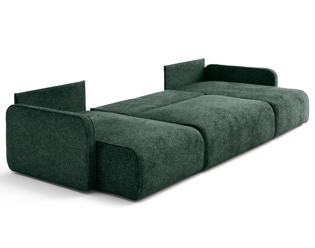 Canapé panoramique en U 7 places convertibles avec coffres en tissu moucheté Apolline