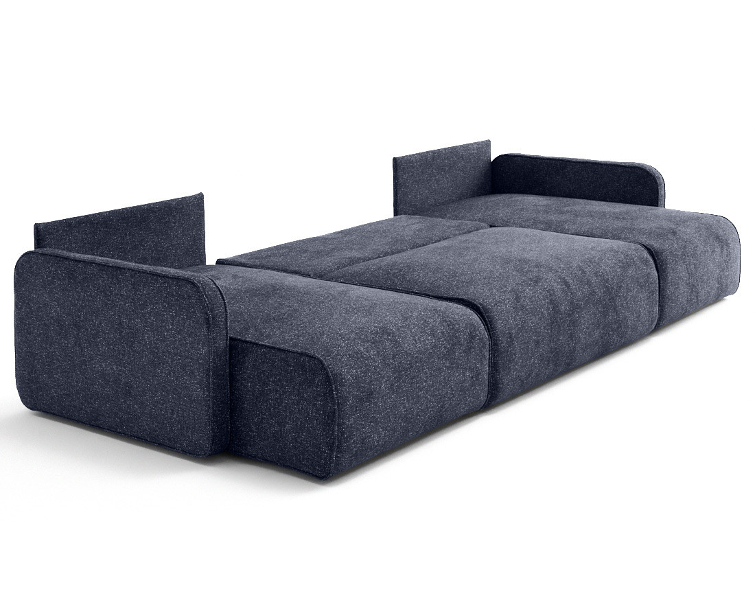 Canapé panoramique en U 7 places convertibles avec coffres en tissu moucheté Apolline