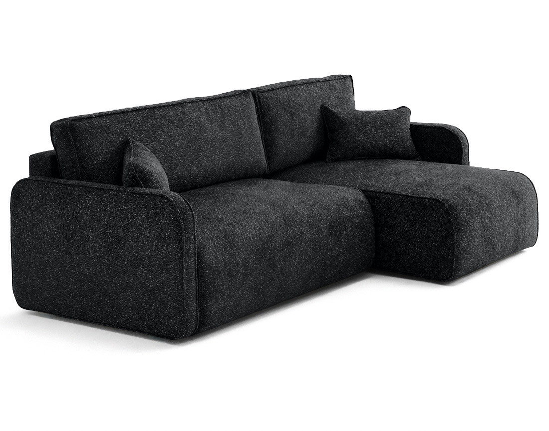 Canapé d'angle réversible 4 places convertible avec coffres en tissu moucheté Apolline