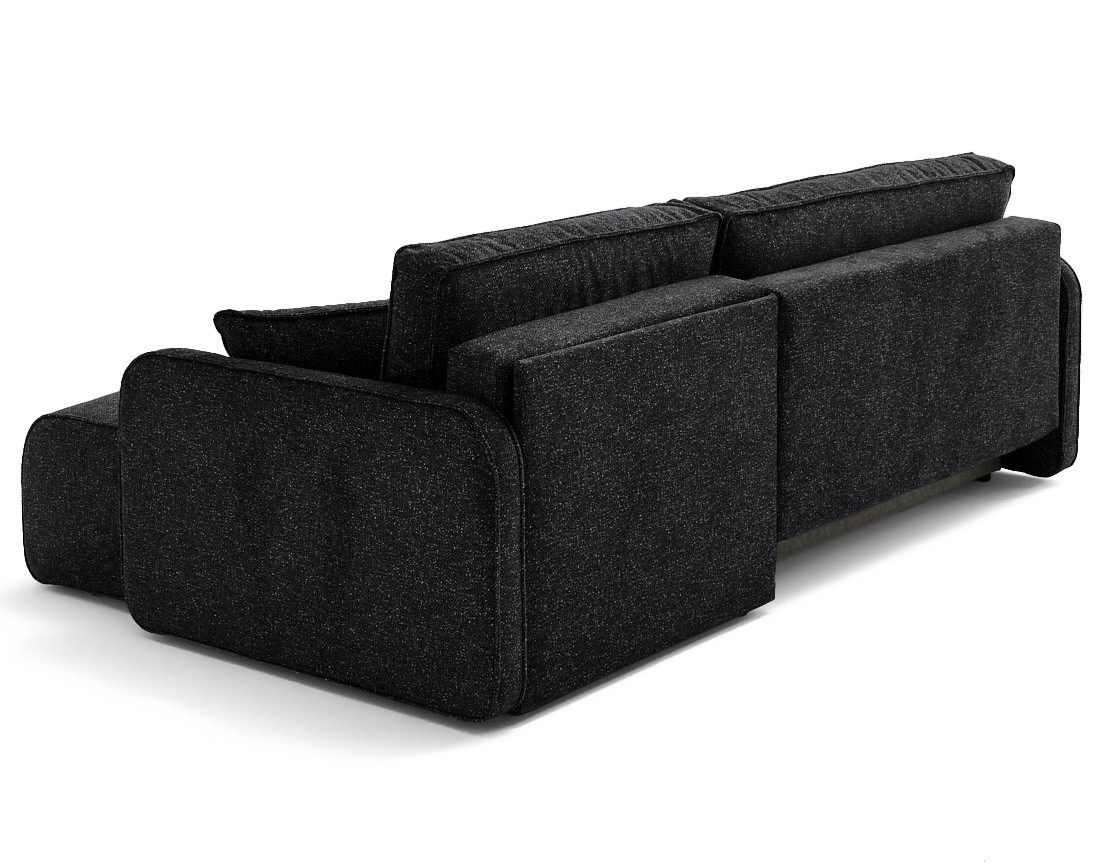 Canapé d'angle réversible 4 places convertible avec coffres en tissu moucheté Apolline