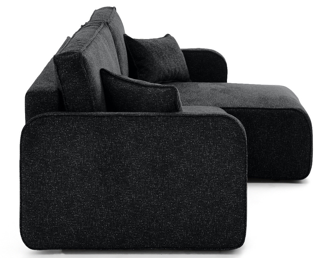 Canapé d'angle réversible 4 places convertible avec coffres en tissu moucheté Apolline