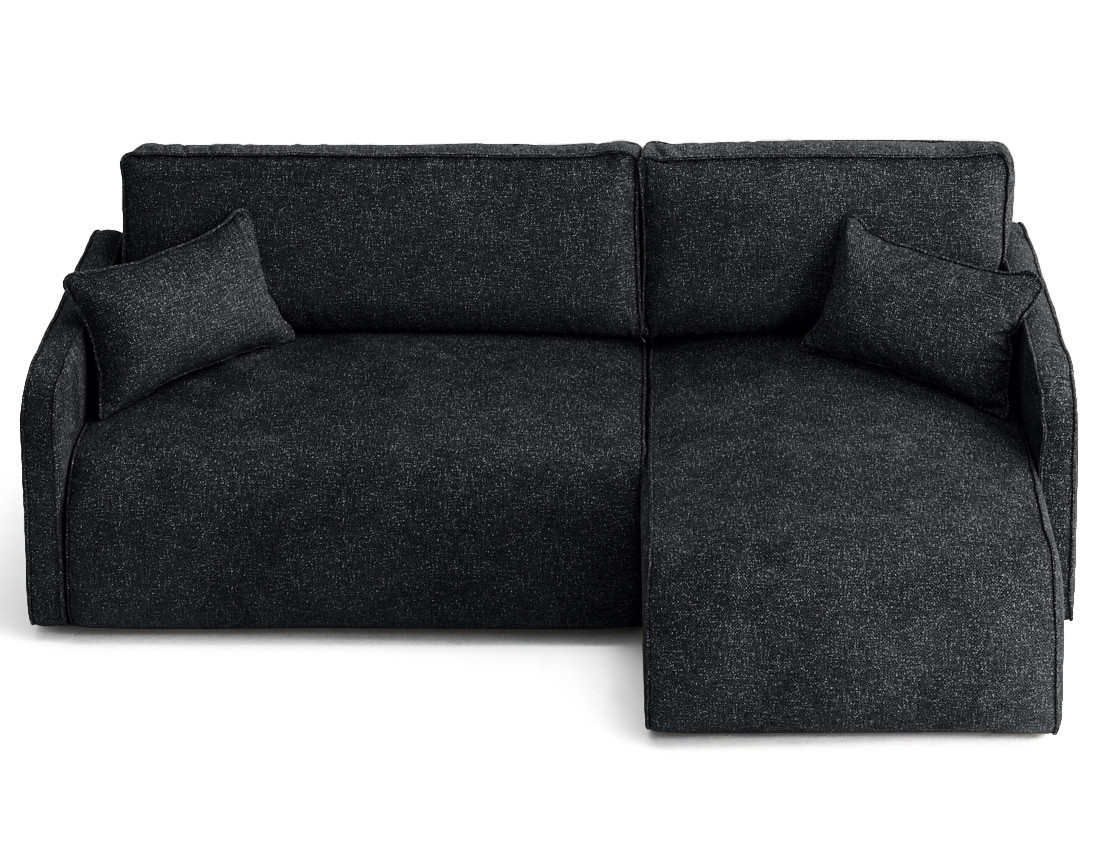 Canapé d'angle réversible 4 places convertible avec coffres en tissu moucheté Apolline