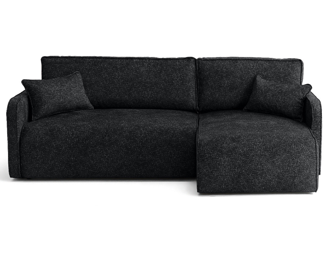 Canapé d'angle réversible 4 places convertible avec coffres en tissu moucheté Apolline