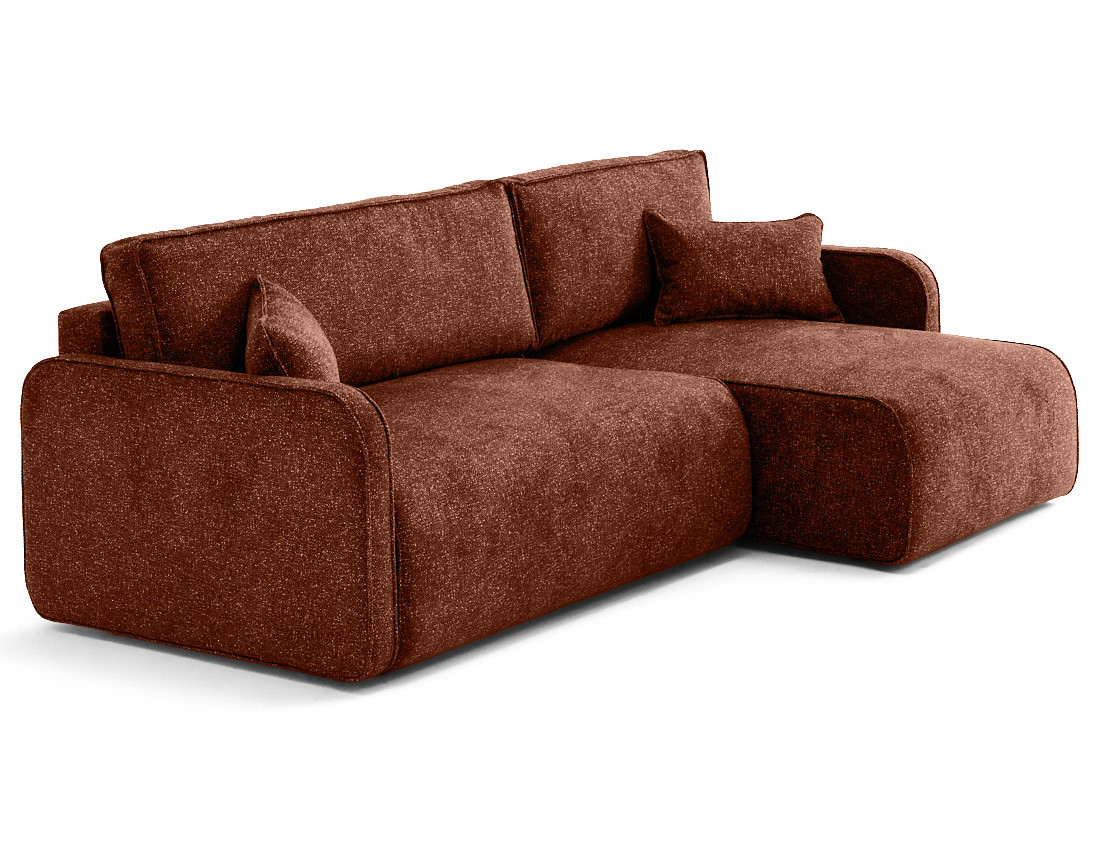 Canapé d'angle réversible 4 places convertible avec coffres en tissu moucheté Apolline