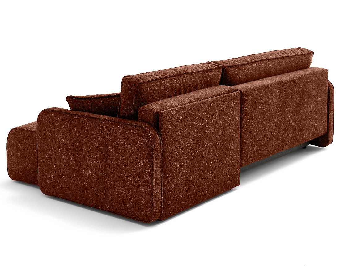 Canapé d'angle réversible 4 places convertible avec coffres en tissu moucheté Apolline