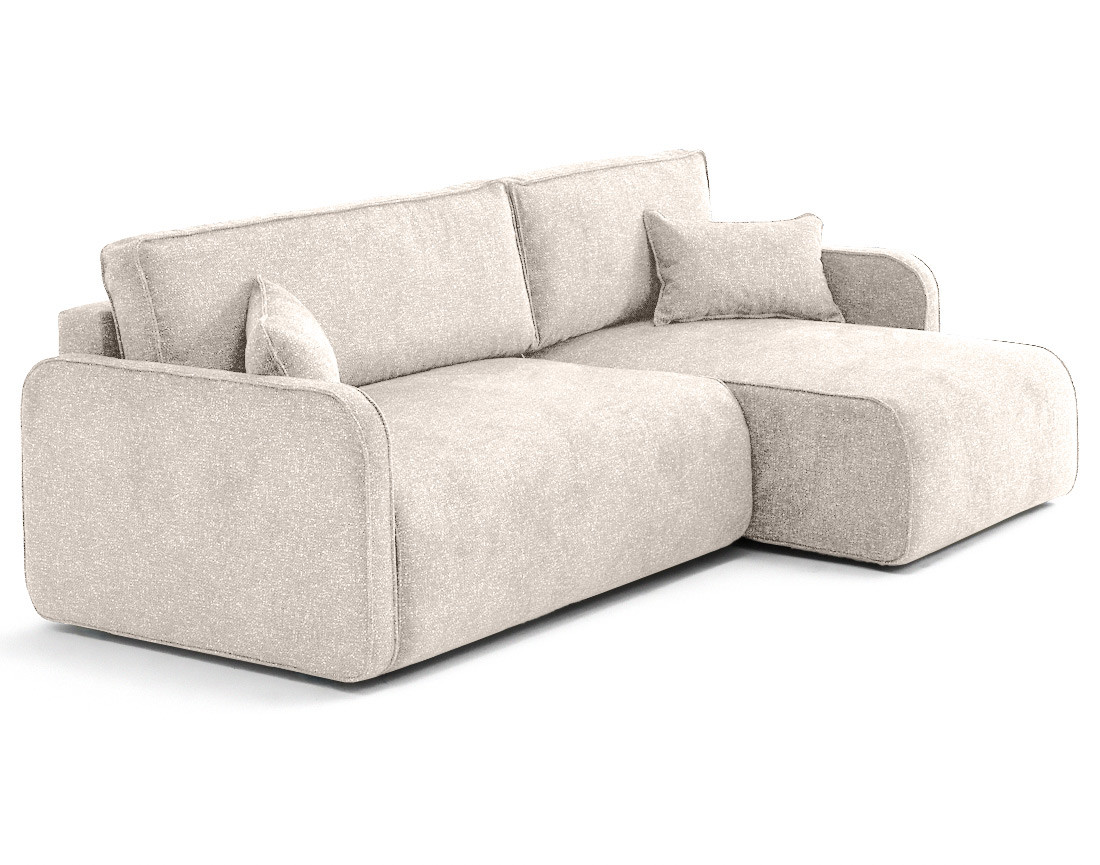 Canapé d'angle réversible 4 places convertible avec coffres en tissu moucheté Apolline