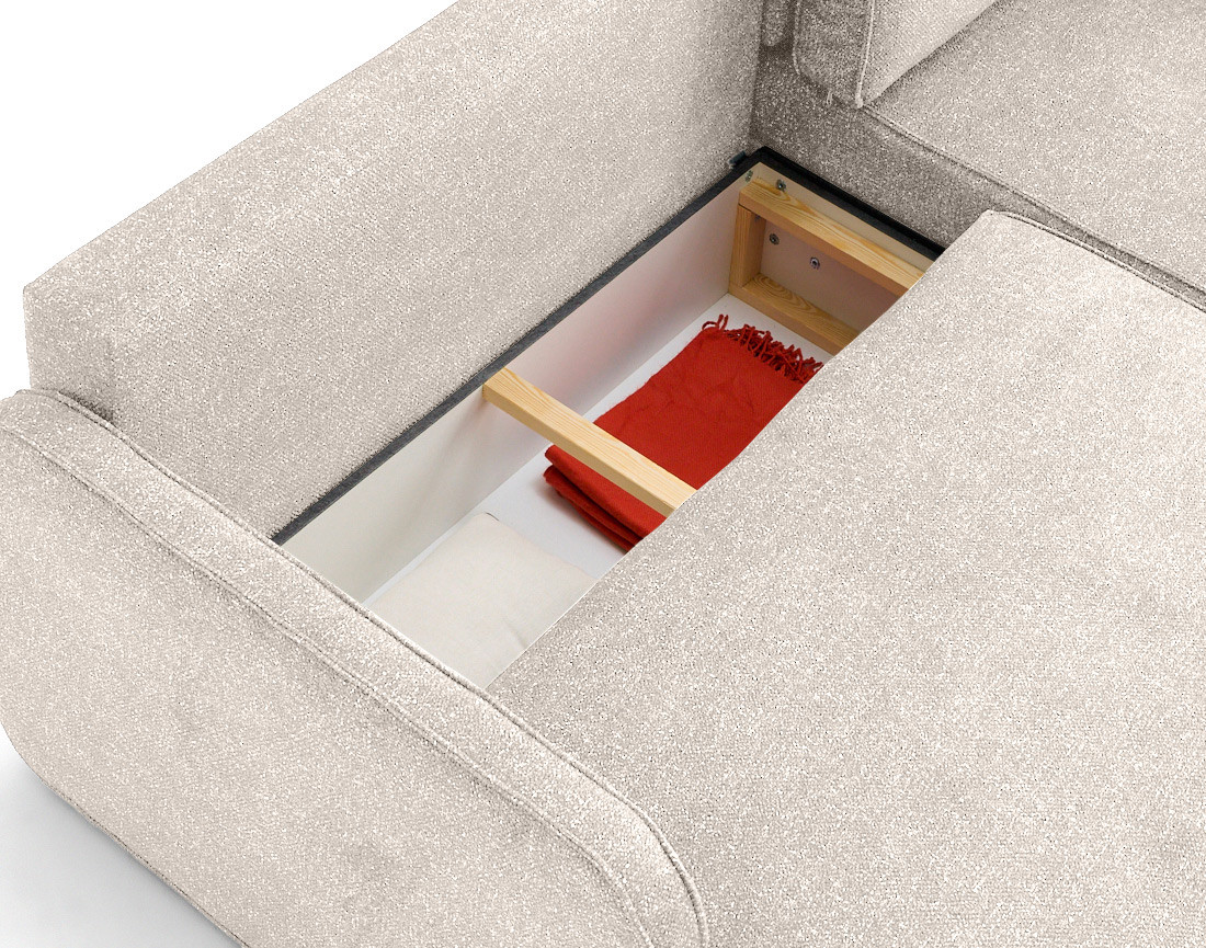 Canapé d'angle réversible 4 places convertible avec coffres en tissu moucheté Apolline