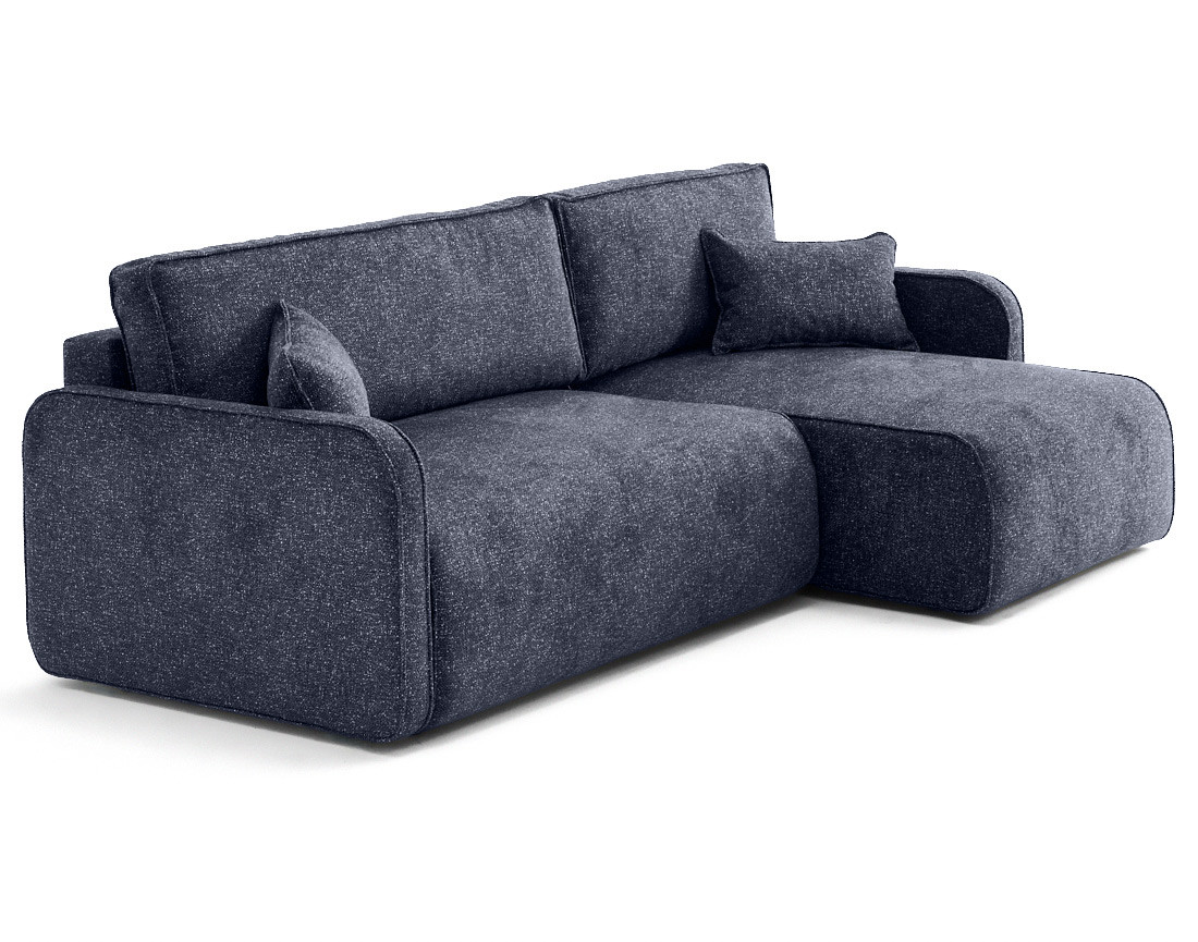 Canapé d'angle réversible 4 places convertible avec coffres en tissu moucheté Apolline