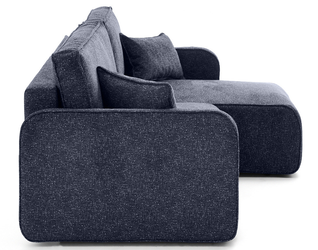 Canapé d'angle réversible 4 places convertible avec coffres en tissu moucheté Apolline