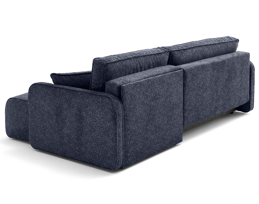 Canapé d'angle réversible 4 places convertible avec coffres en tissu moucheté Apolline