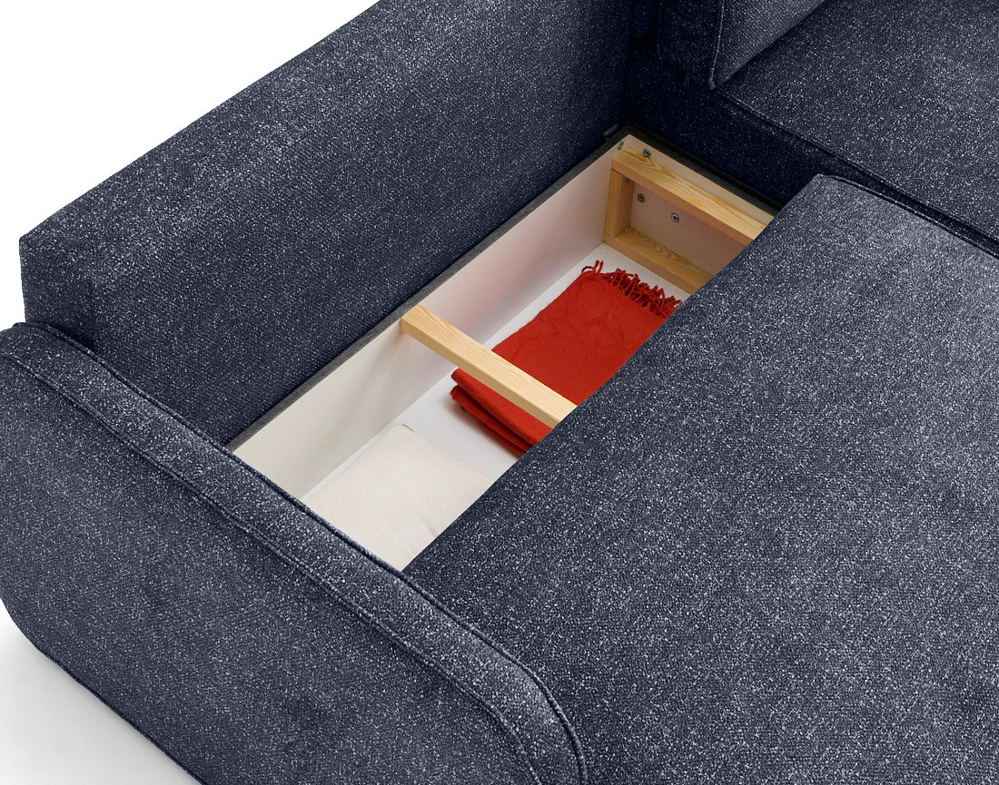 Canapé d'angle réversible 4 places convertible avec coffres en tissu moucheté Apolline