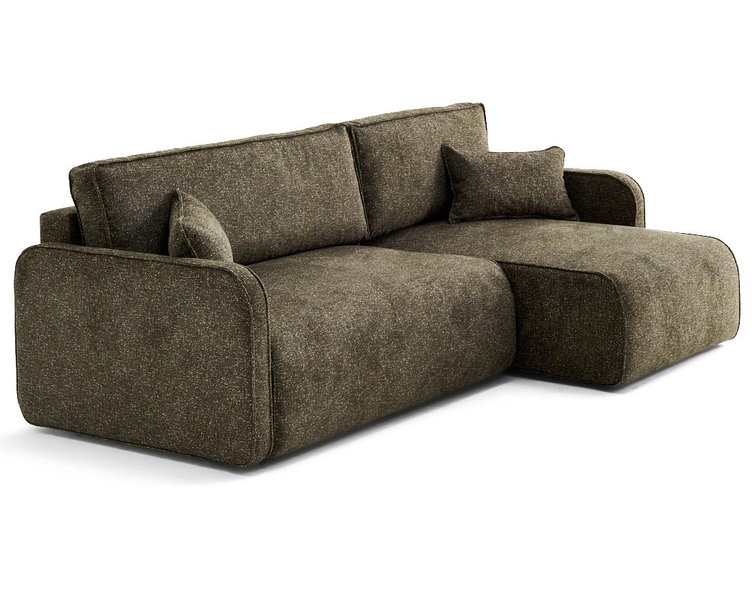 Canapé d'angle réversible 4 places convertible avec coffres en tissu moucheté Apolline