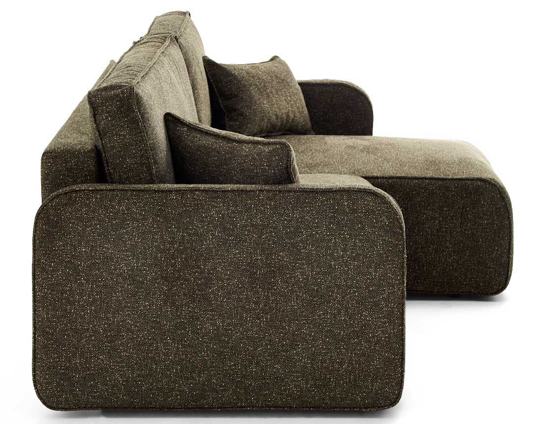 Canapé d'angle réversible 4 places convertible avec coffres en tissu moucheté Apolline