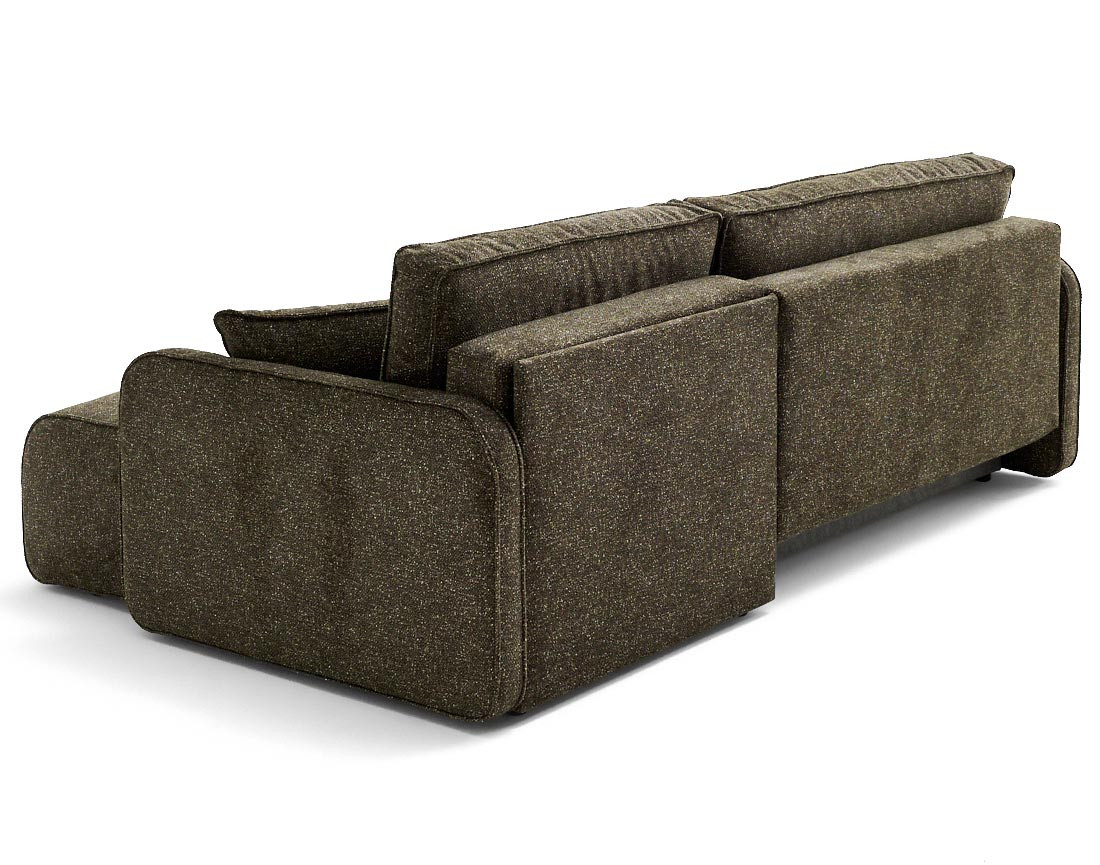 Canapé d'angle réversible 4 places convertible avec coffres en tissu moucheté Apolline