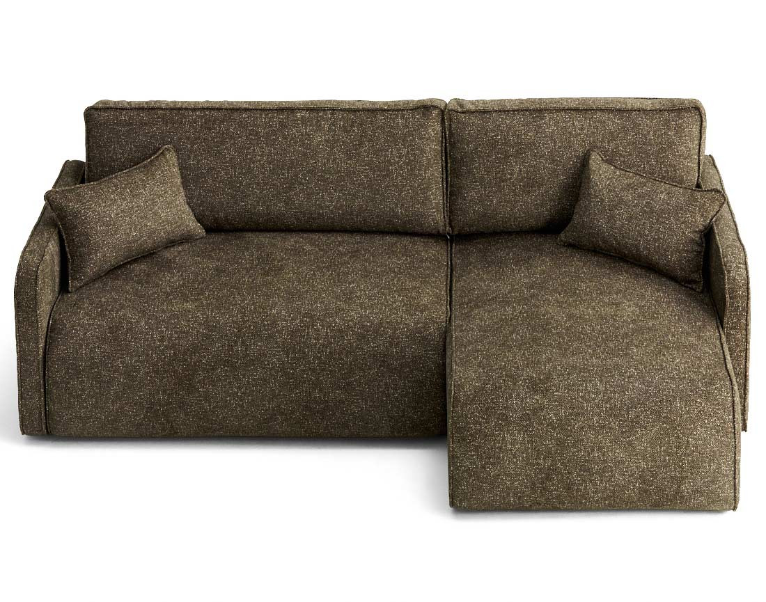 Canapé d'angle réversible 4 places convertible avec coffres en tissu moucheté Apolline