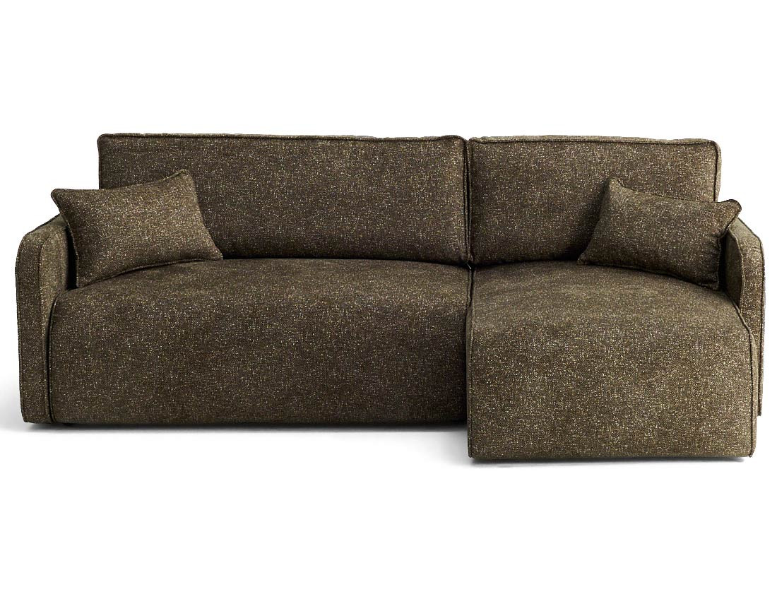 Canapé d'angle réversible 4 places convertible avec coffres en tissu moucheté Apolline