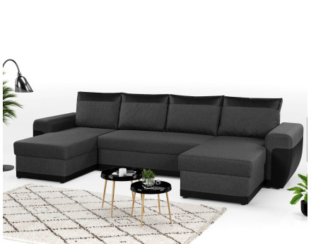 Milan - Canapé d'angle panoramique - convertible - 7 places - 2 coffres de rangement