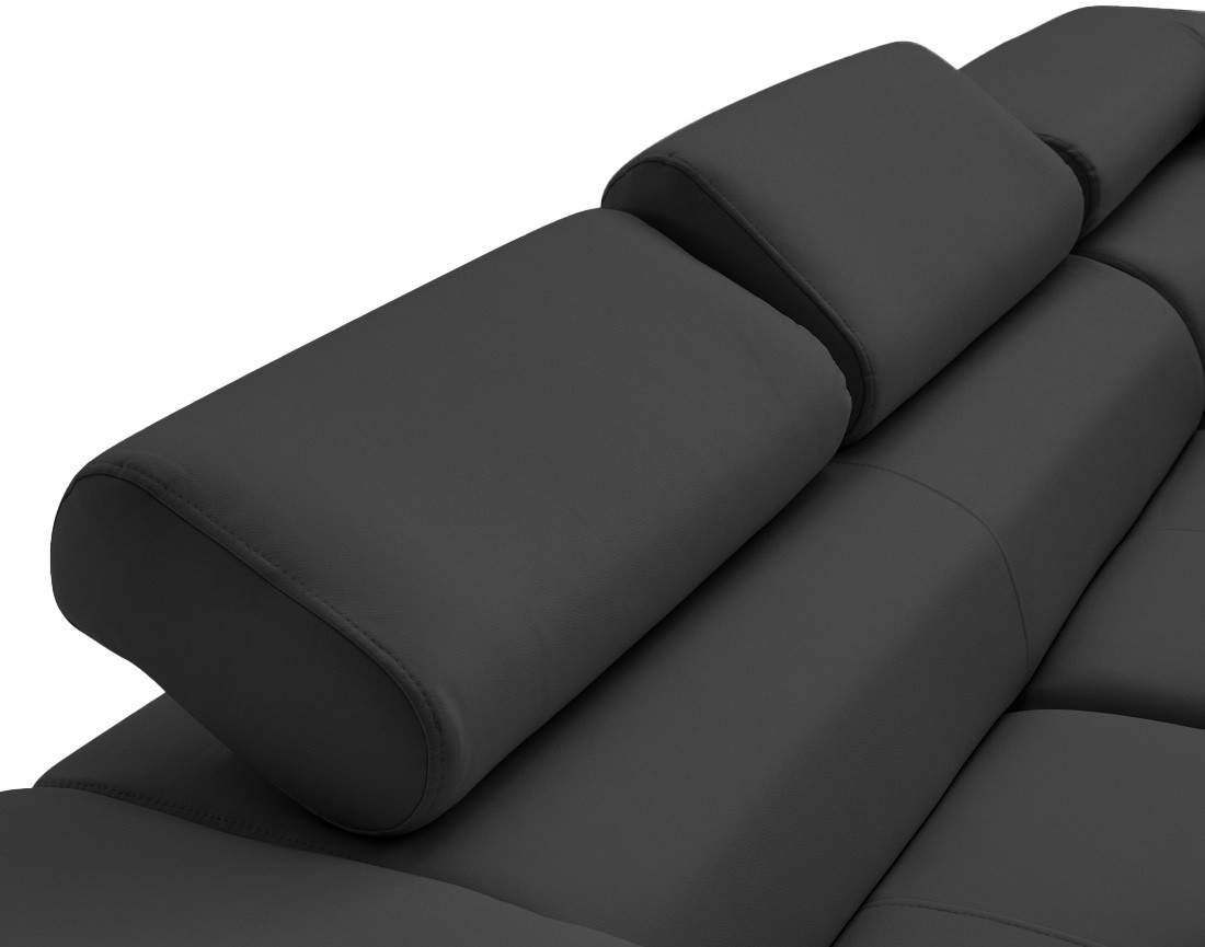 Canapé d'angle droit 5 places convertible avec coffre et têtières en simili Zaria