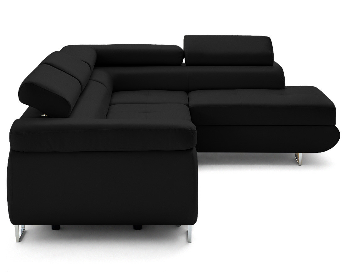 Canapé d'angle droit 5 places convertible avec coffre et têtières en simili Zaria