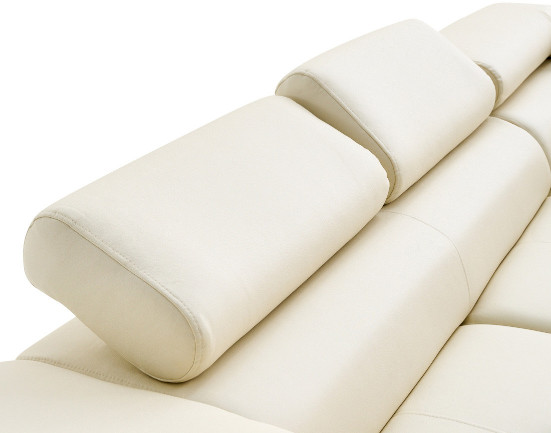 Canapé d'angle droit 5 places convertible avec coffre et têtières en simili Zaria