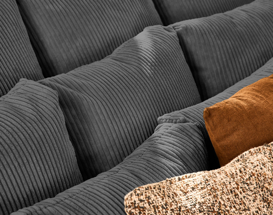 Canapé droit 4 places en velours côtelé Amadora