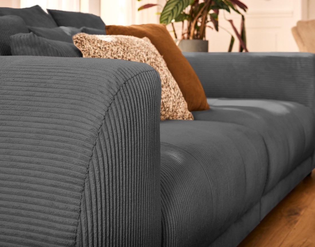 Canapé droit 4 places en velours côtelé Amadora