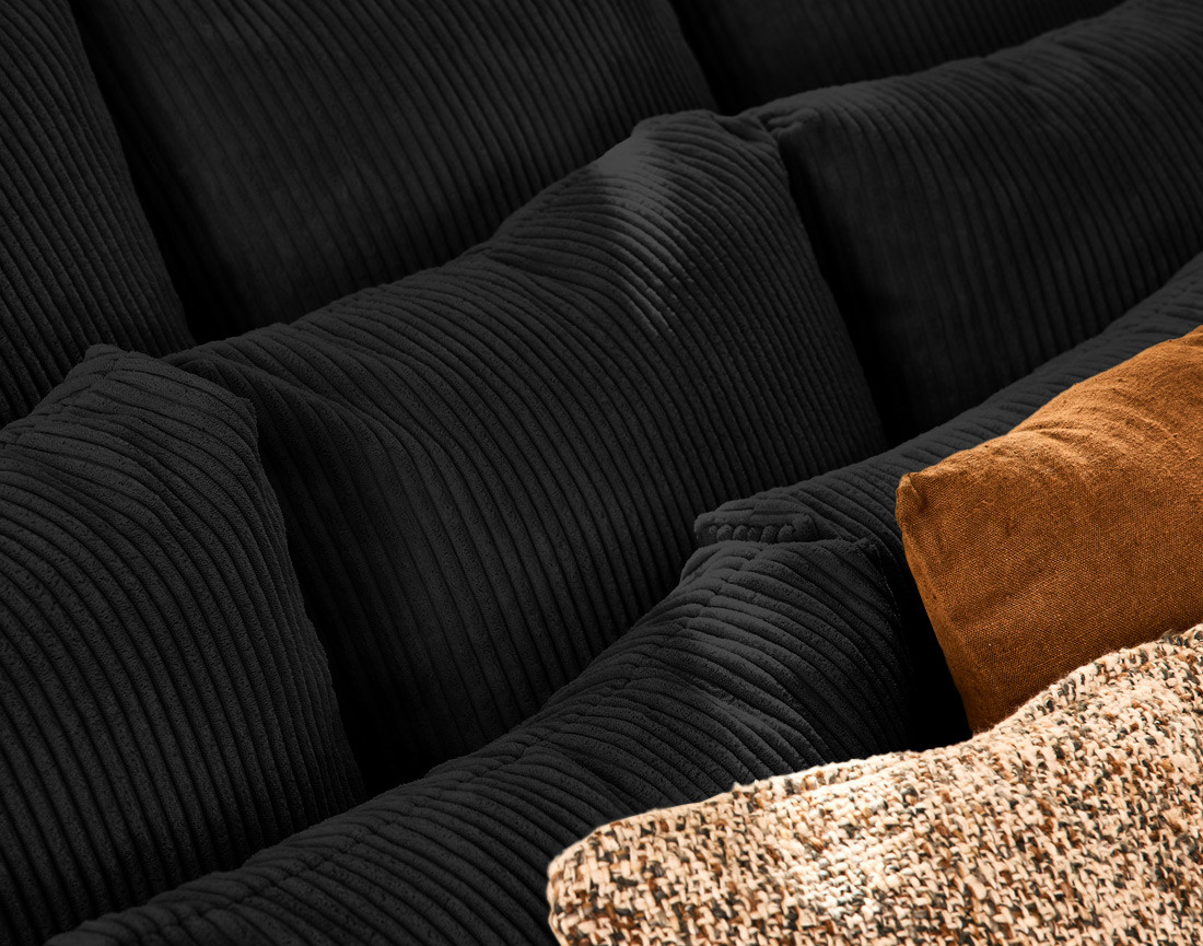 Canapé droit 4 places en velours côtelé Amadora