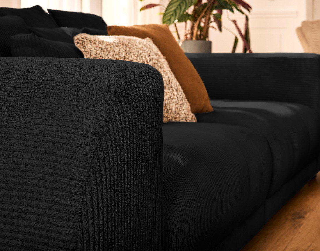 Canapé droit 4 places en velours côtelé Amadora