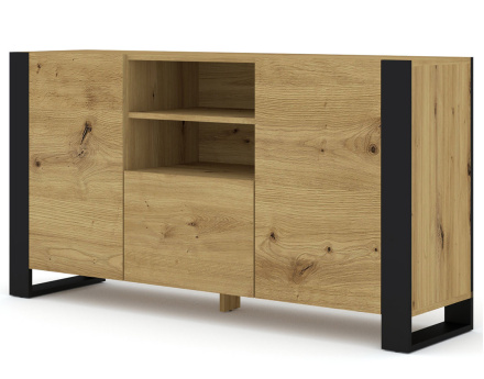 Buffet bas bois et noir 158 cm Pedro