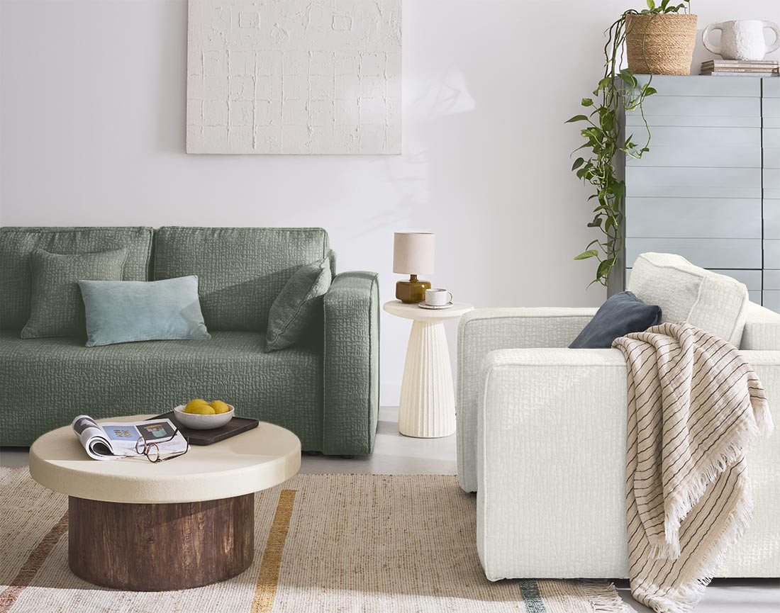 Fauteuil en tissu velours relief Topaze