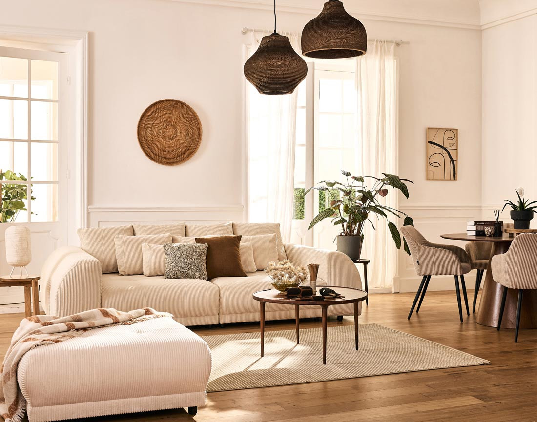 Pouf en velours côtelé Amadrora