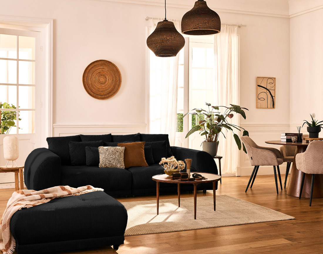 Pouf en velours côtelé Amadrora