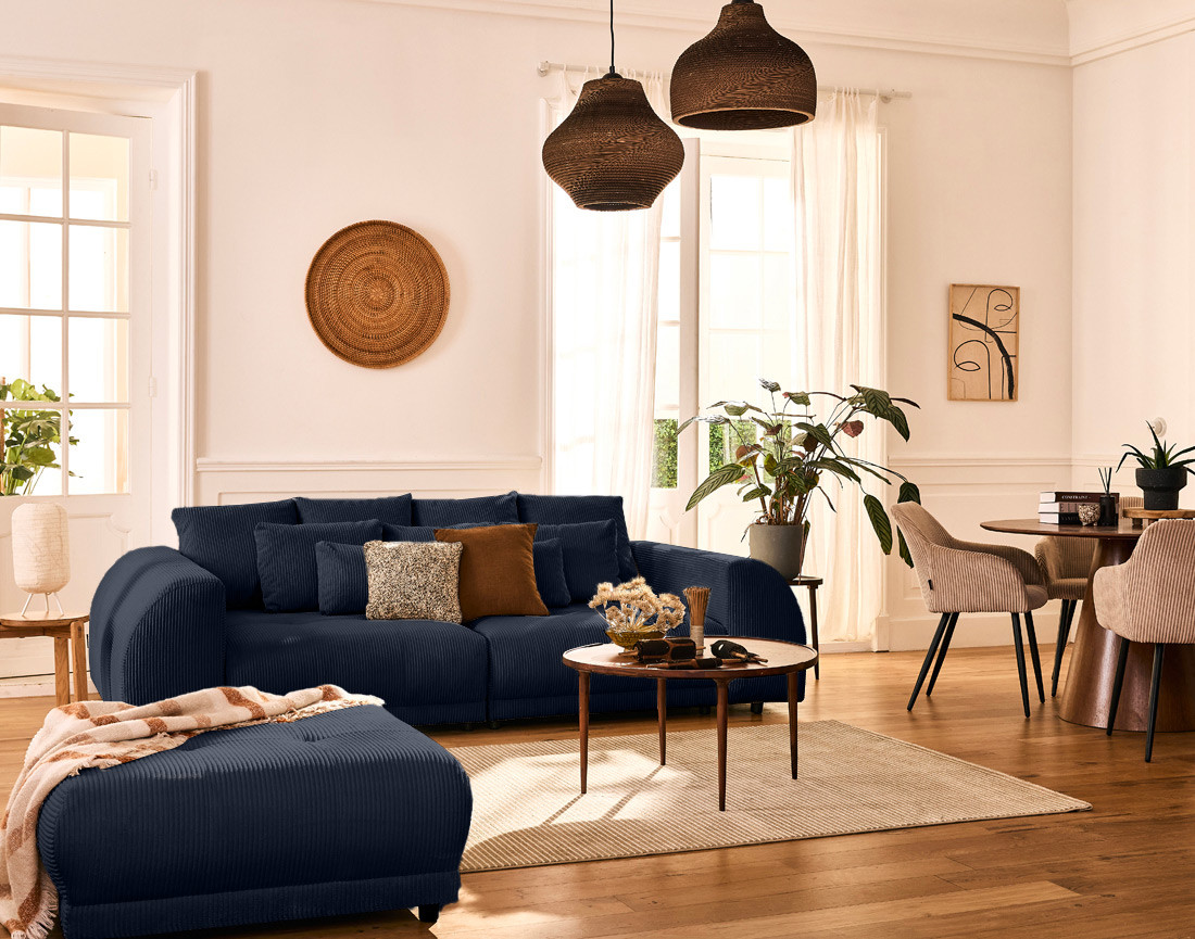 Pouf en velours côtelé Amadrora