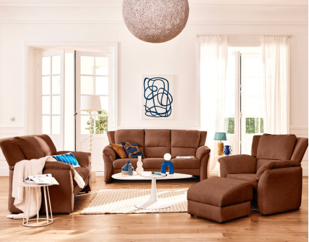 Canapé droit 3 places en tissu velours relief Bastille