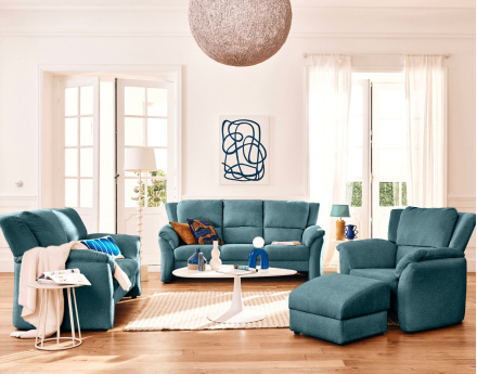 Canapé droit 3 places en tissu velours relief Bastille