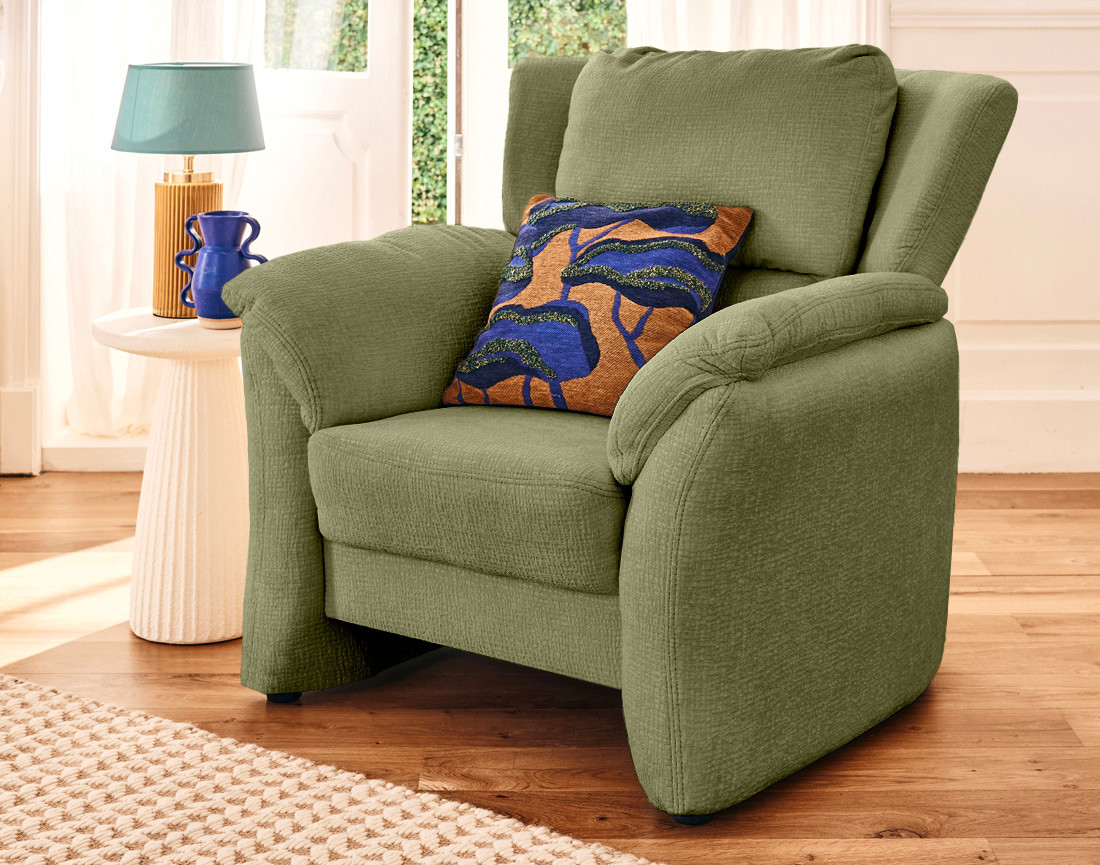 Fauteuil en tissu velours relief Bastille